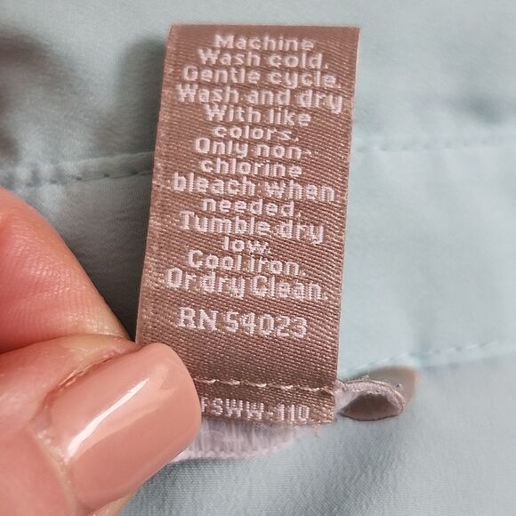 Banana Republic sleeveless button down blouse w waist tie, blue Heaven, XS - Picture 6 of 7